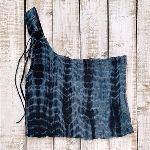 Free People One Kalli one shoulder tank top Indigo Blue Size M New NWT